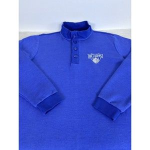 St Louis Billikens SLU Sweatshirt 1/4 Button Blue Long Sleeve Men Large Sweater